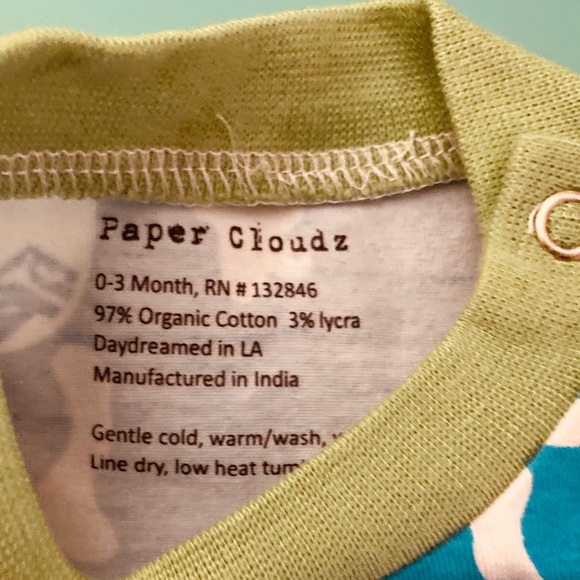 PAPER CLOUDZ Baby Shirt 0-3 months NEW NWOT - Picture 3 of 3